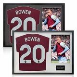 Jarrod Bowen Signed Framed WHU Football Shirt including 1 Photo in 2 Options Jarrod Bowen Signed Framed WHU Football Shirt including 1 Photo in 2 Options