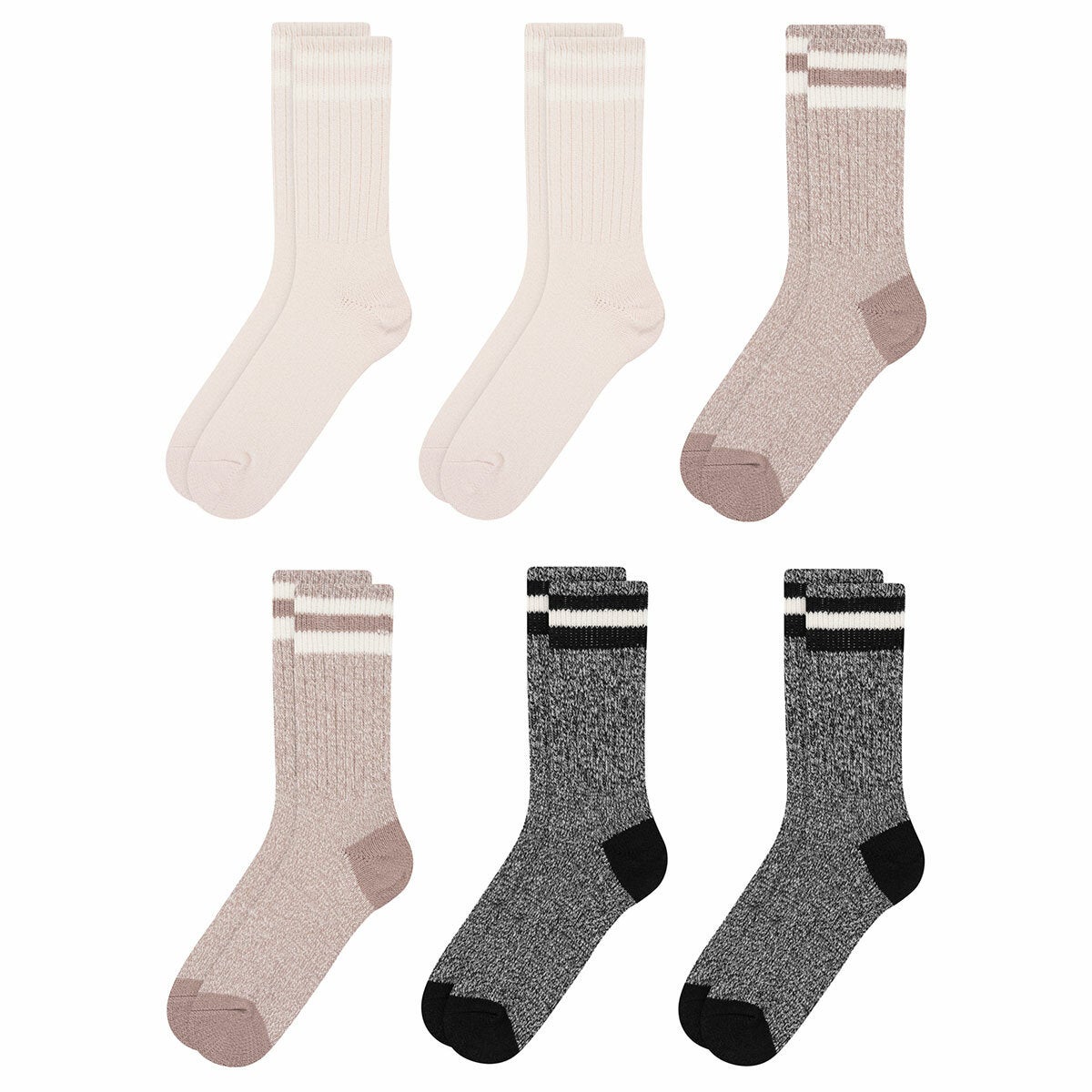Weatherproof Women's Boot Sock, 6 Pack in Black, Mauve & Grey