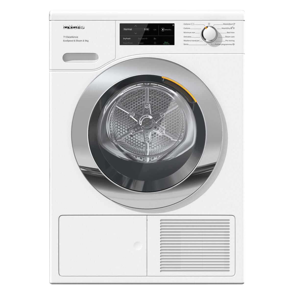 Miele TEL785 WP 9kg Heat Pump Dryer, A+++ Rated With EcoSpeed in Lotus White