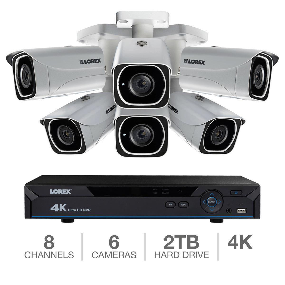 Lorex LNR6826KP 4K 8 Channel NVR with 6 x Ultra HD 4K Cam...