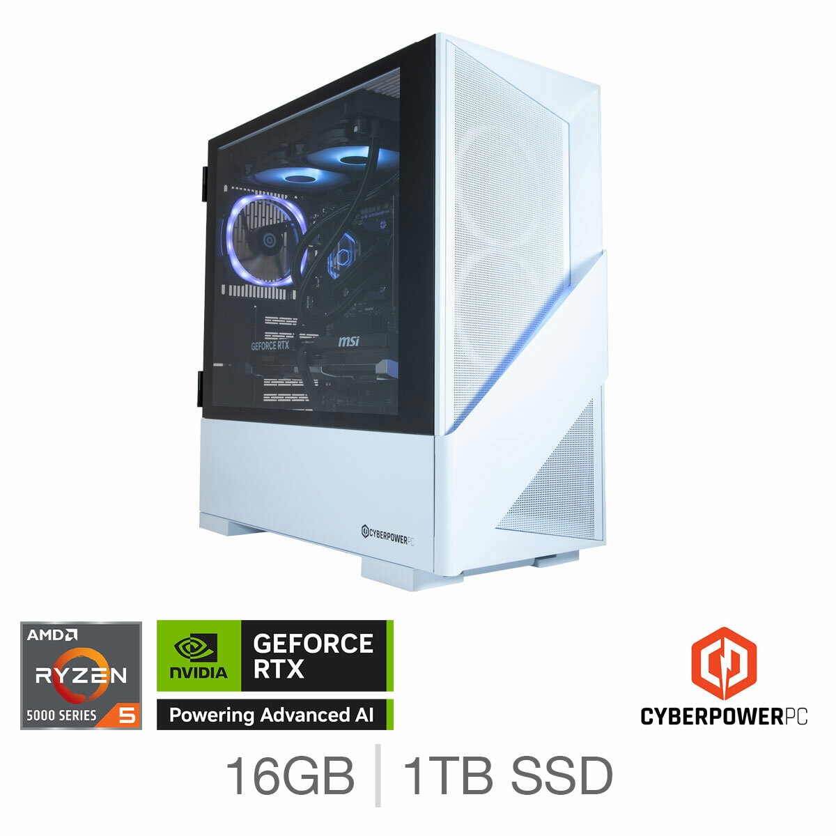 CyberPower, AMD Ryzen 5, 16GB RAM, 1TB SSD, NVIDIA GeForce RTX 5060, Gaming Desktop PC