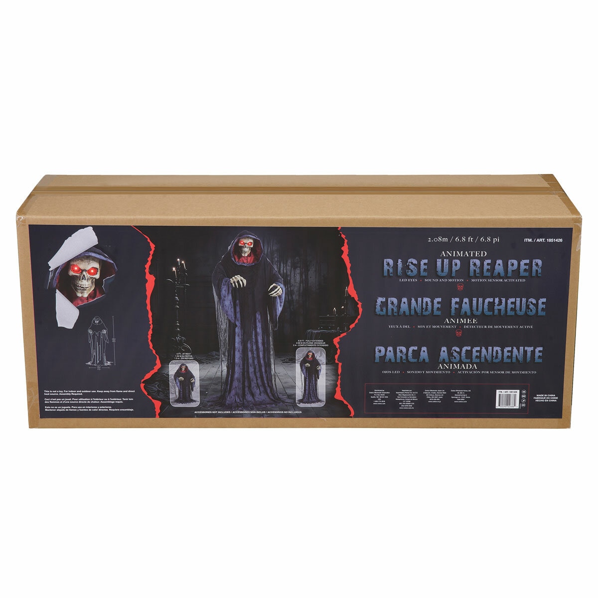 Animatronic rise up reaper halloween decoration in box