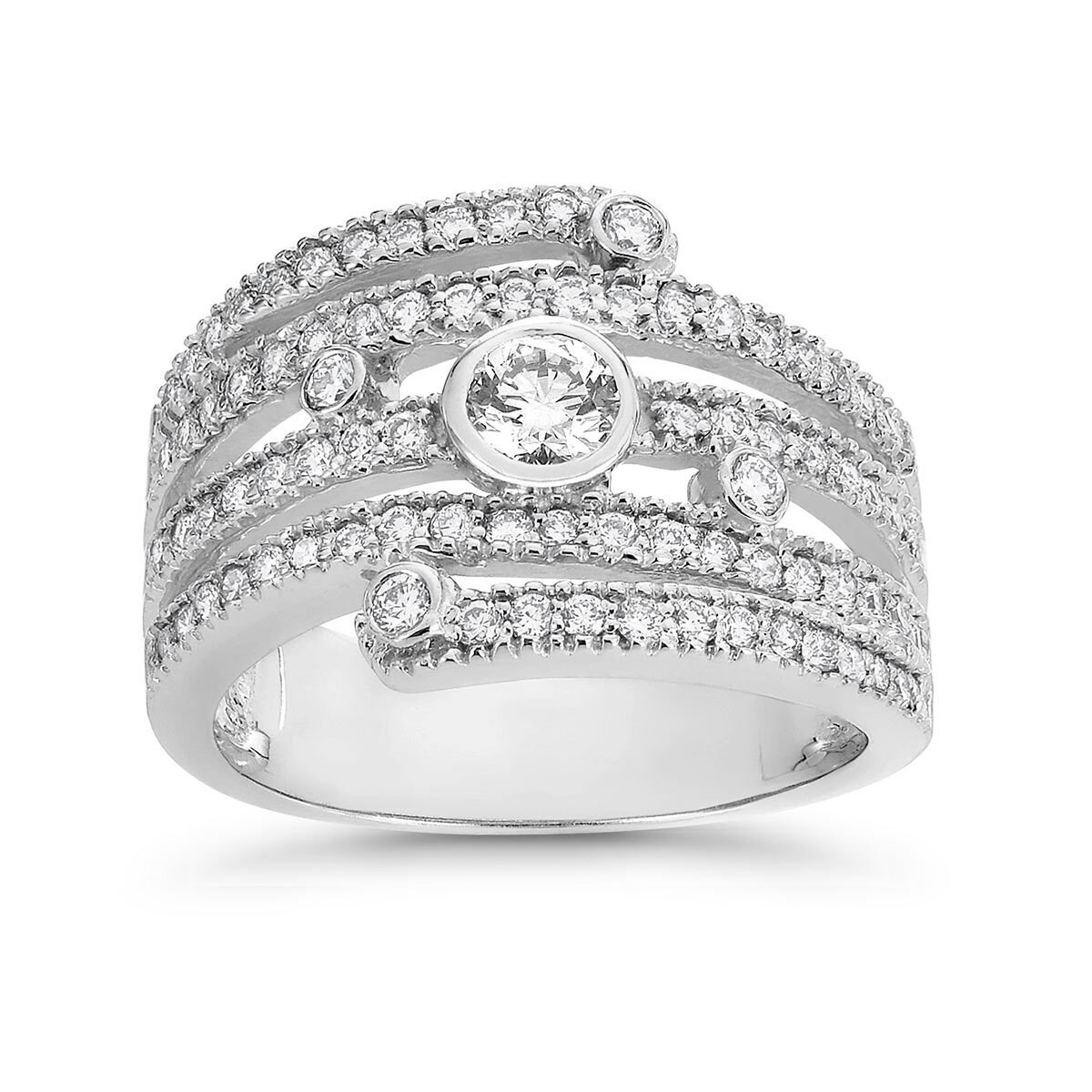 0.97ctw Round Brilliant Cut Diamond Ring, 18ct White Gold Costco UK