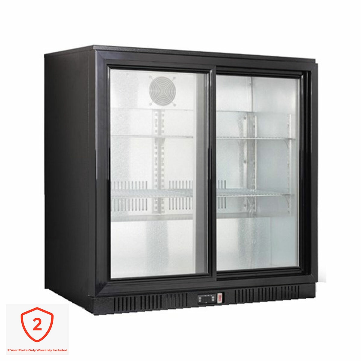 Contender RRG021 Commercial 220L Sliding Double Door Bottle Cooler, C Rated in Black