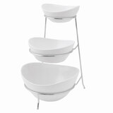 Certified International Stoneware Bowls 3-Tier Set with Chrome Plated Metal Rack