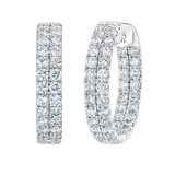 1.50ctw  Double Hoop Diamond Earrings, 14k White Gold