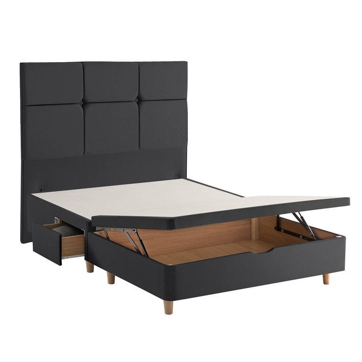 Silentnight Ottoman Divan Base with Harper Headboard in Ebony, Double