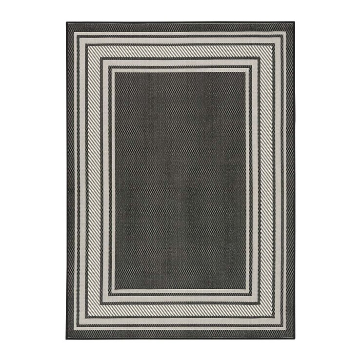 Nourison Horizon Border Black Indoor Outdoor Rug, 183 x 274 cm
