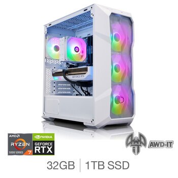AWD-IT Defiant 5, AMD Ryzen 7, 32GB RAM, 1TB SSD, NVIDIA GeForce RTX 4070 Ti, Gaming Desktop PC