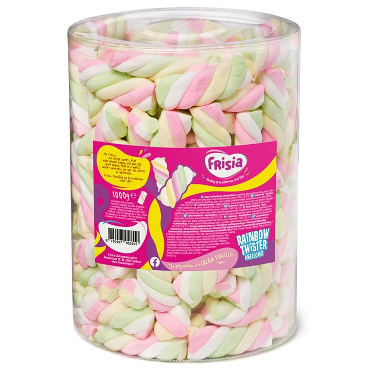 Frisia Rainbow Twister Mallows Drum, 1kg Frisia Rainbow Twister Mallows Drum, 1kg