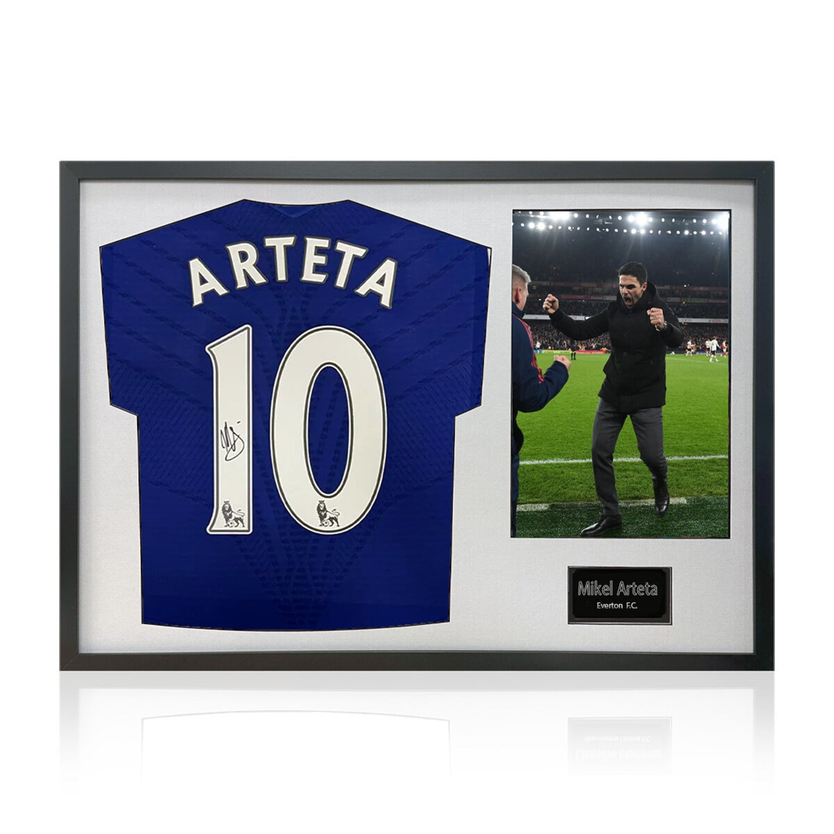 Mikel Arteta Signed Framed Everton Football Shirt including 1 Photo in 2 Options: White or Black Mount