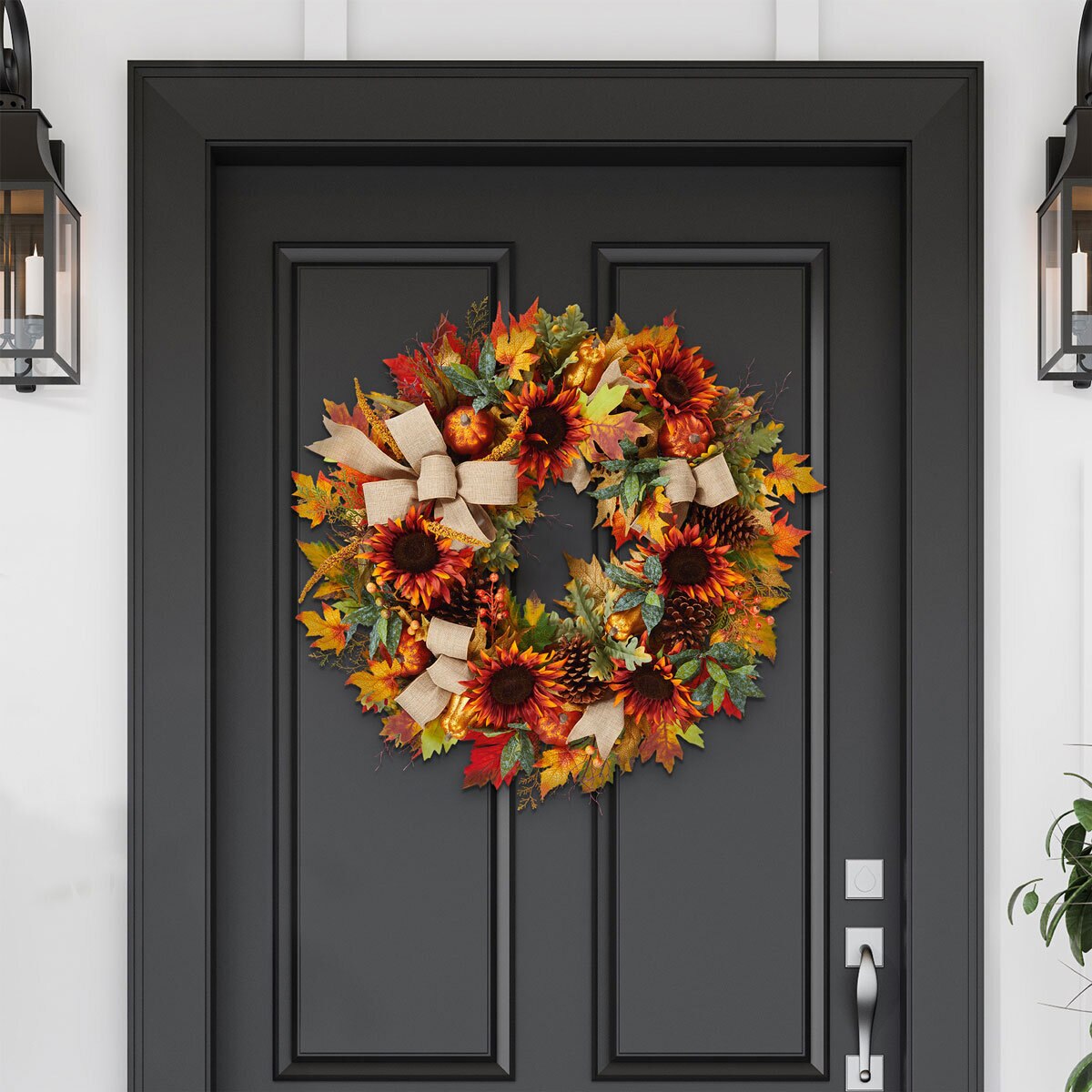 Autumnal 30 Inch (72.6cm) Decorative Wreath - Orange