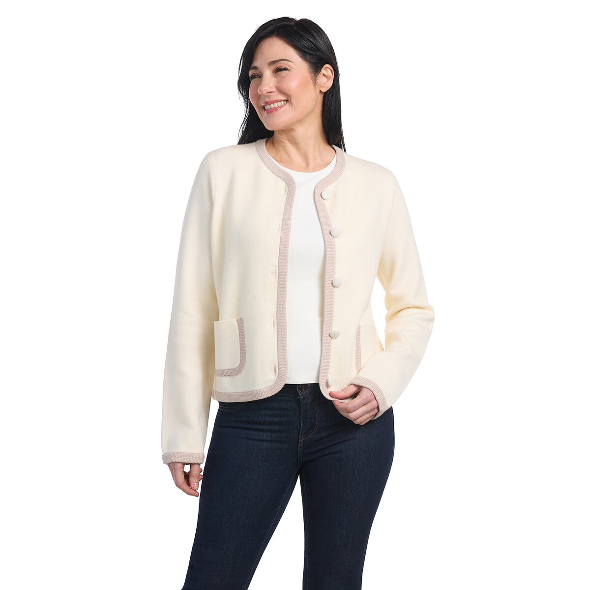 Dalia Ladies Contrast Trim Cardigan Dalia Ladies Contrast Trim Cardigan