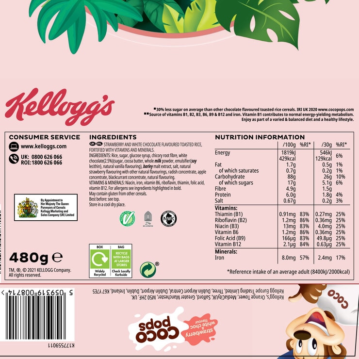 Kellogg's Coco Pops Strawberry & White Chocolate Flavour, 2 x 480g