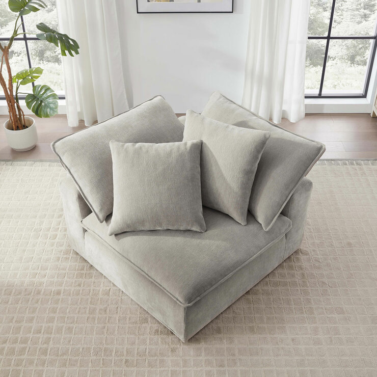 Aiden & Ivy Sereen Beige Fabric Corner Chair