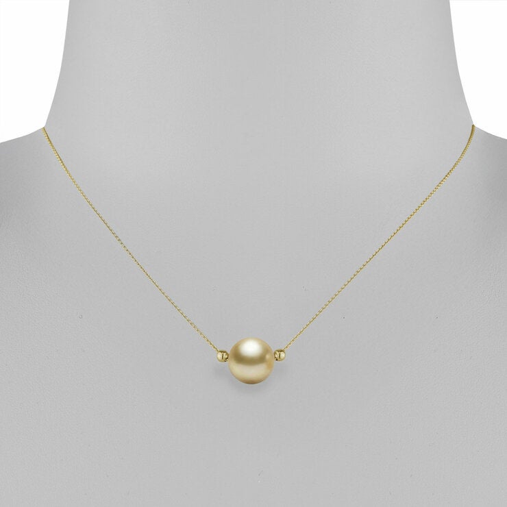 10.5-11mm Golden Southsea Pearl Necklace, 14ct Yellow Gold 10.5-11mm Golden Southsea Pearl Necklace, 14ct Yellow Gold