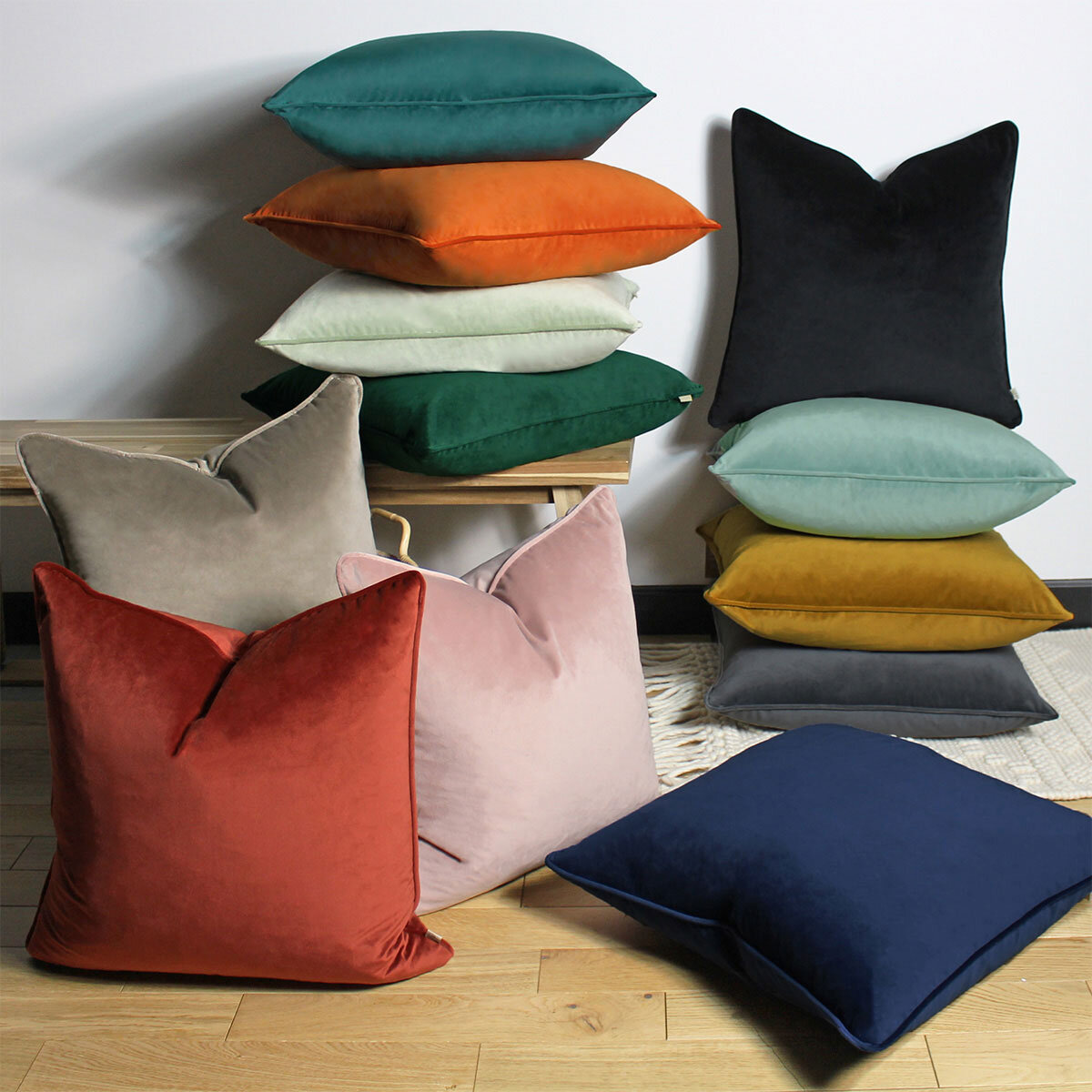 Opulence Large Velvet Cushion, 2 Pack in 12 Colours