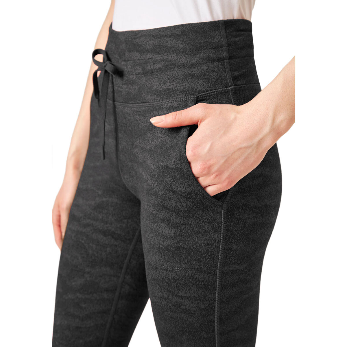 Mondetta Ladies' Moisture-Wicking High-Waisted Knit Legging, Black Gray XL