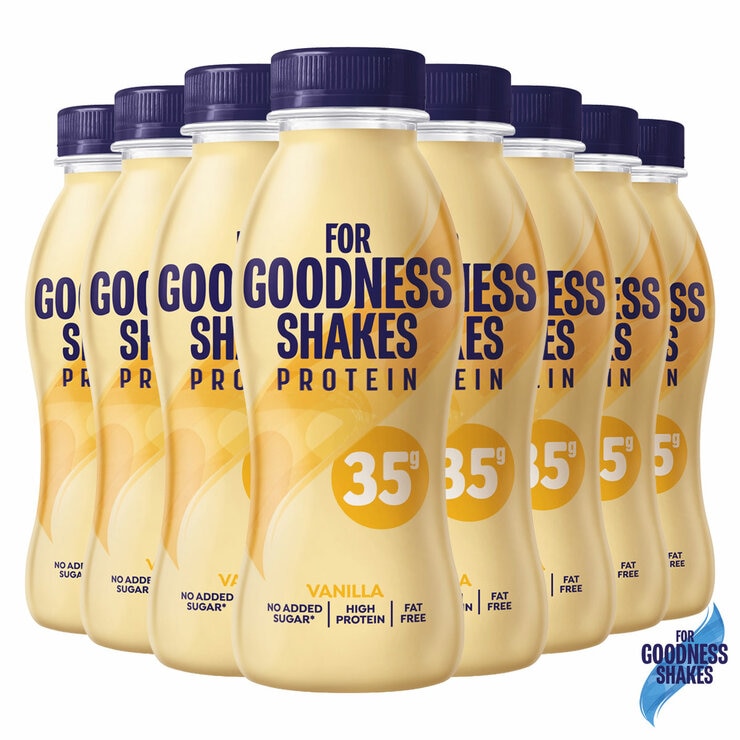 For Goodness Shakes, Protein Vanilla Shake 35g, 8 x 330ml For Goodness Shakes, Protein Vanilla Shake 35g, 8 x 330ml