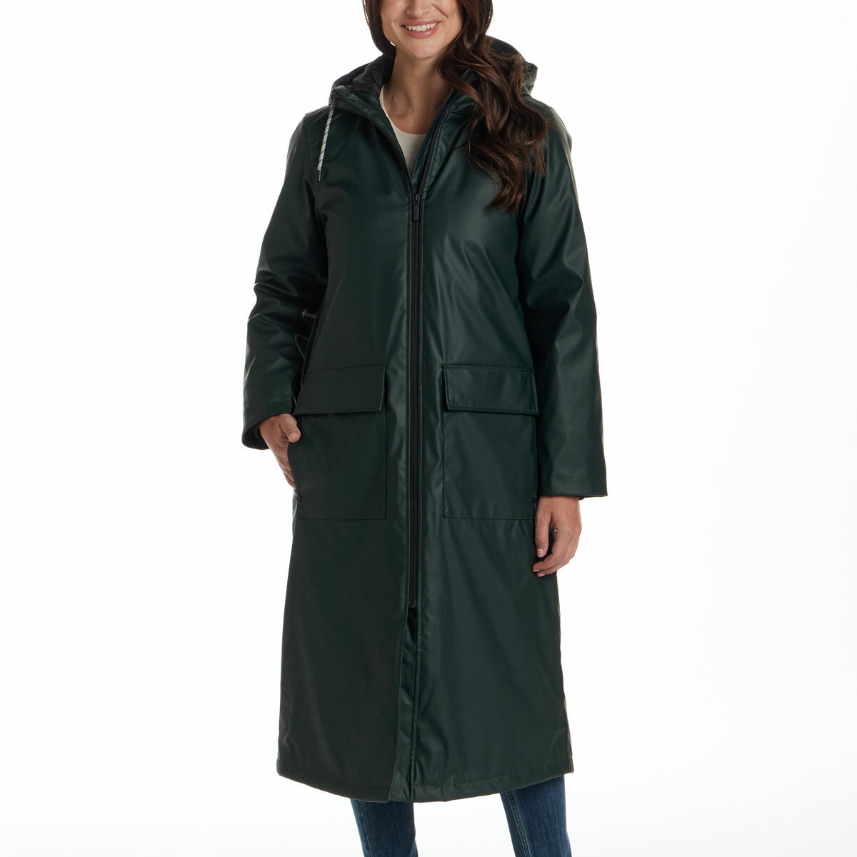 Weatherproof Ladies Long Slicker Jacket in Green