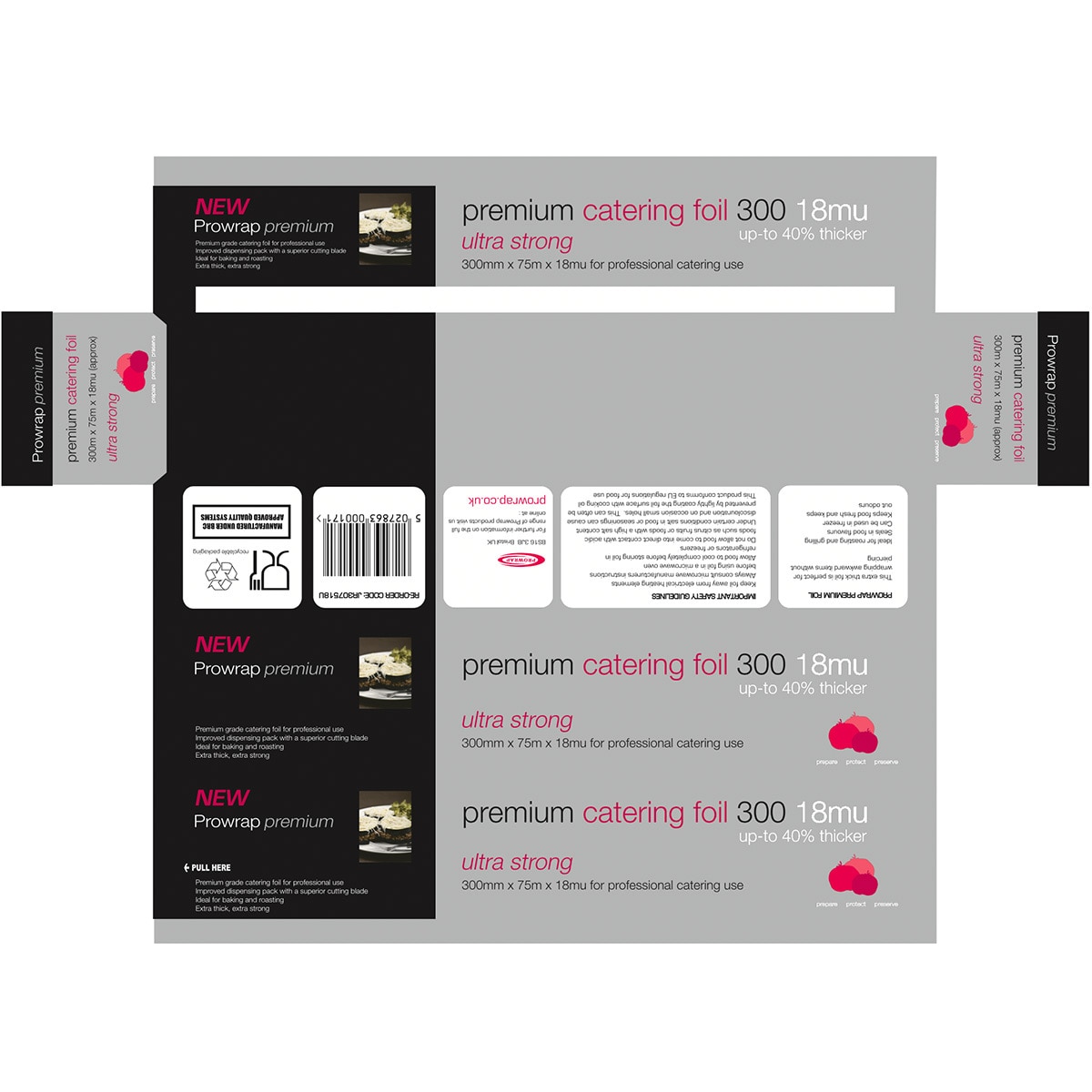 Prowrap Premium Catering Foil, 28.8cm x 75m Twin Pack