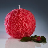 Amelia Amour 21cm Rose Ball Unscented Candle with Mirror Plate in Red