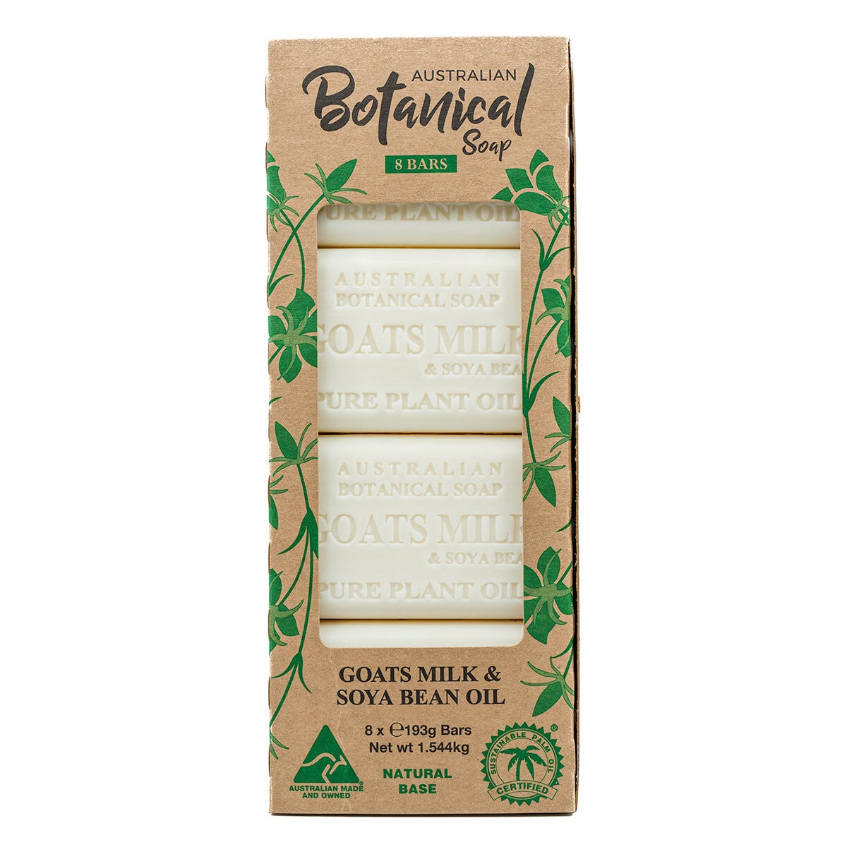 Australian Botanical Goats Milk & Soya Bean Oil Soap Bar, 8 x 193g