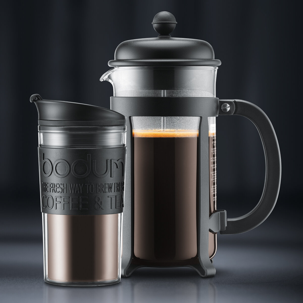 Bodum Java Cafetiere (1L) & Travel Mug (0.35L) Set