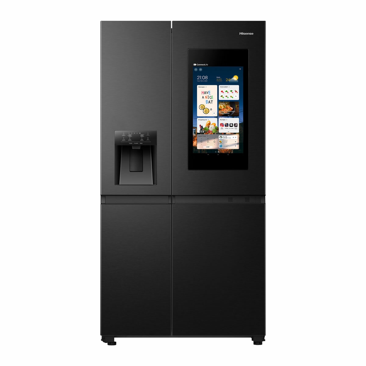 Hisense PureFlat Eclipse RS9P628GPFE, Plumbed Multidoor Fridge Freezer, E Rated In Dark Steel