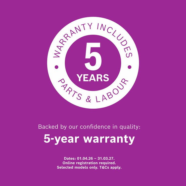 5 year part & labour warrenty. T&Cs apply
