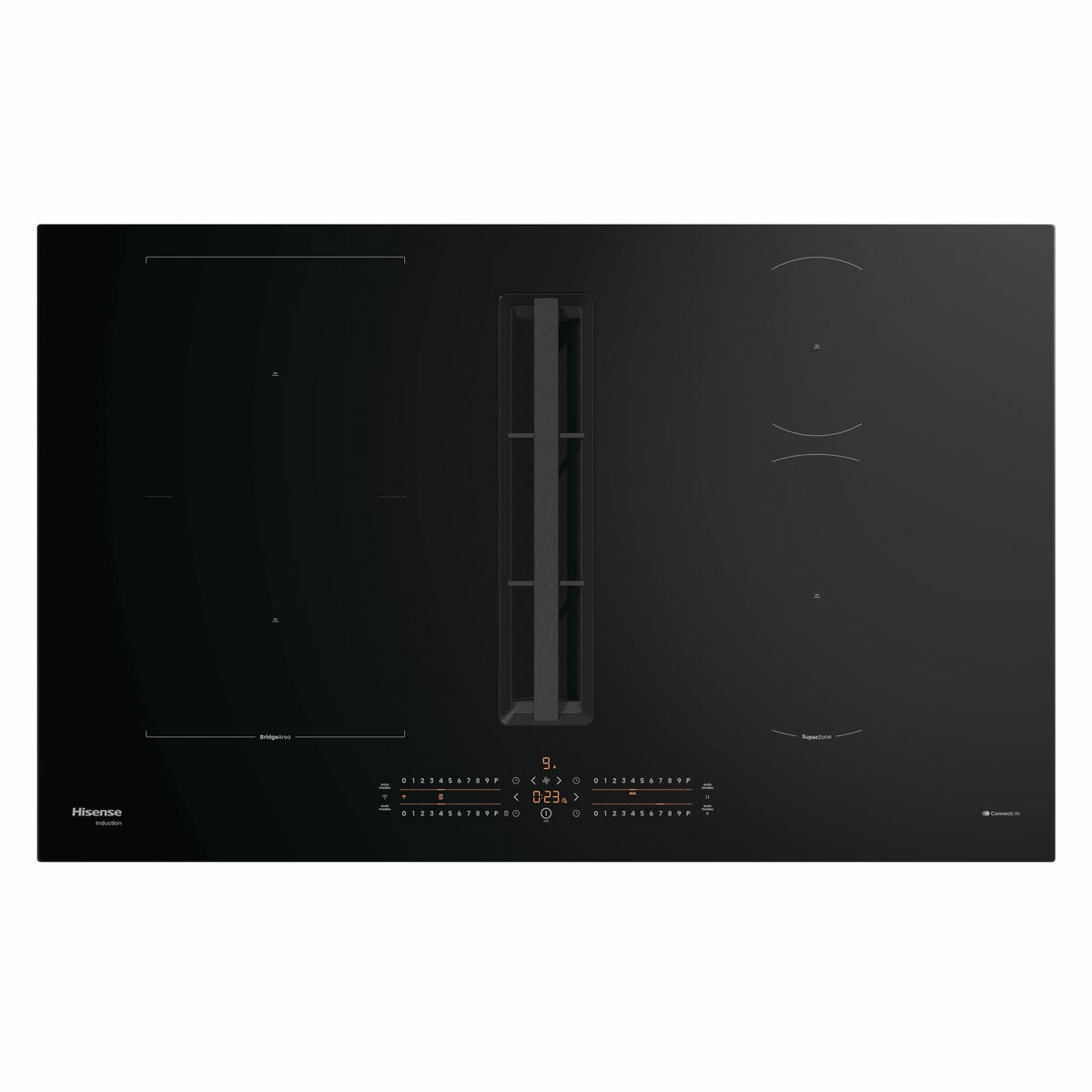 Hisense Hi6 HEH8432BSCWF 83cm Induction Hob with Bridge Zone in Black For External / Recirculation Ventilation