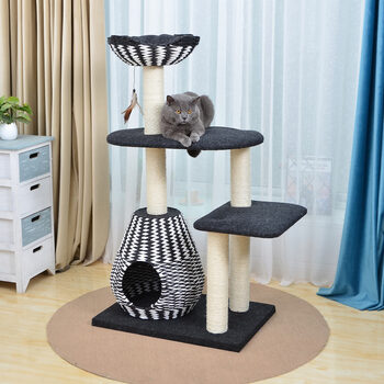 Lifestyle image of cat tree with cat ontop