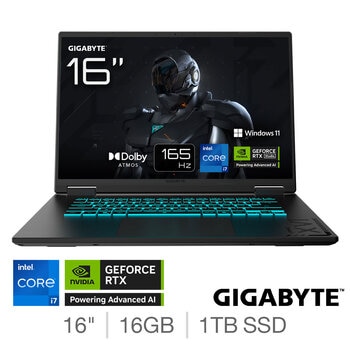 Gigabyte A16, Intel Core i7, 16GB RAM, 1TB SSD, NVIDIA GeForce RTX 5060, 16 inch Gaming Laptop, CVHI3UK894SH