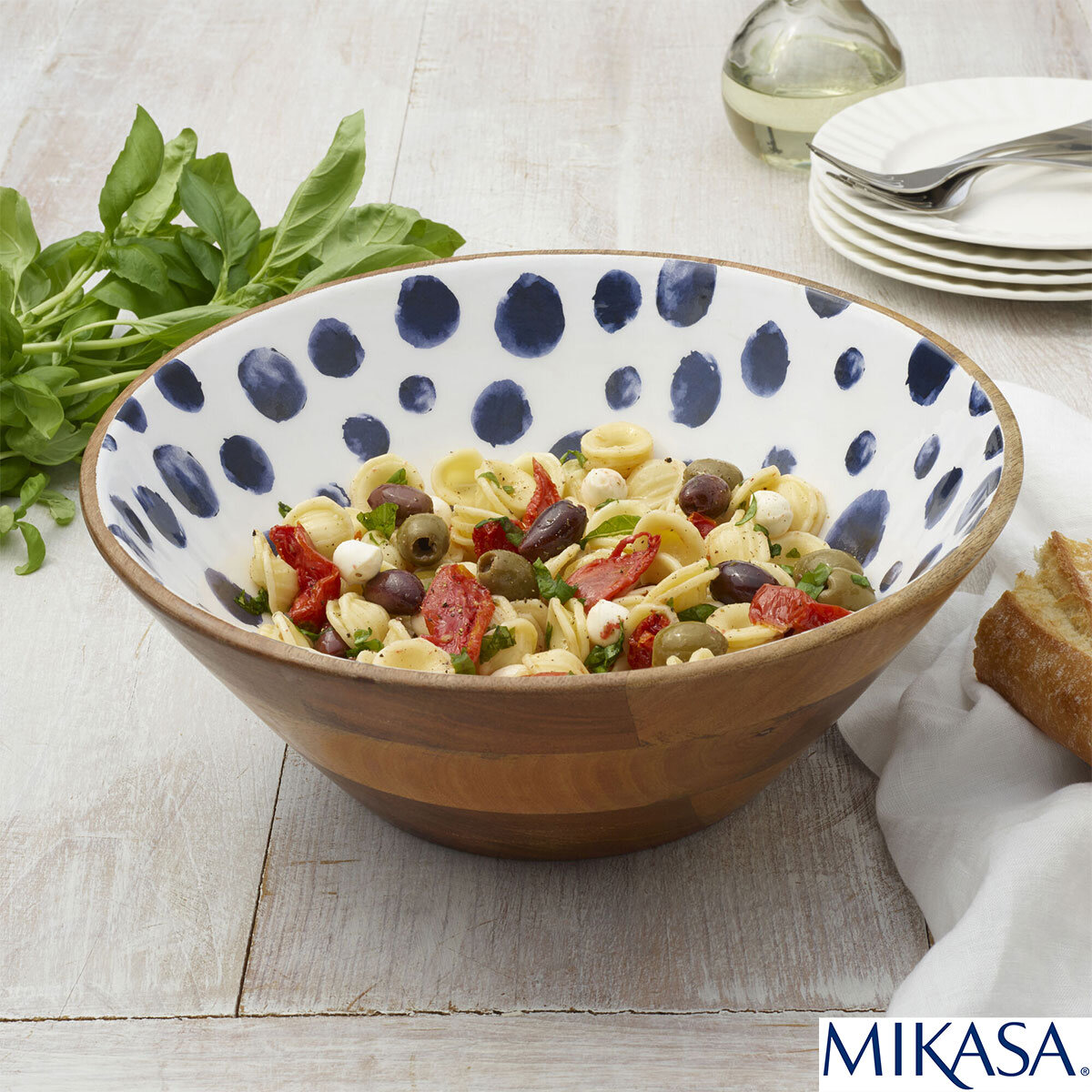 Mikasa Home Accents Enamelled Mango Wood Salad Bowl in bl