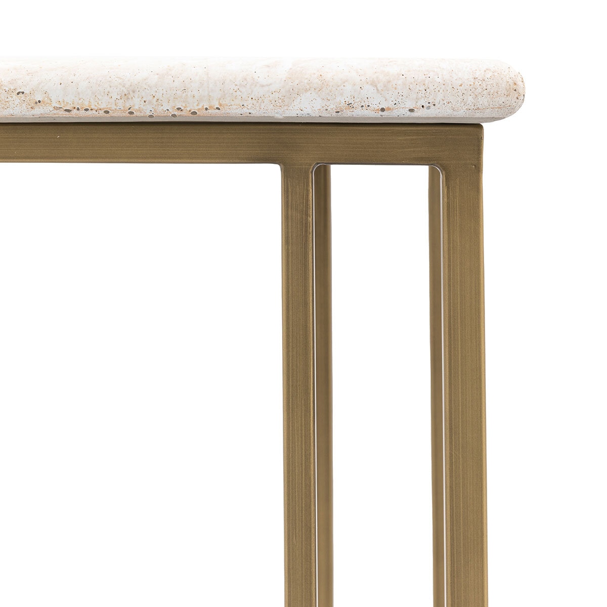 Gallery Moderna White Faux Travertine Sofa Table