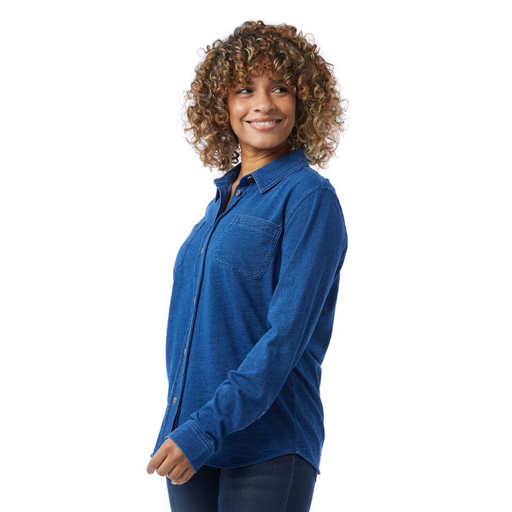 32 Degrees Stretch Cotton Shirt in Denim Blue - Medium
