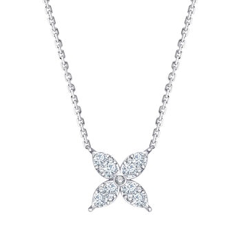 0.50ctw Round Brilliant Cut Diamond Flower Necklace, 14ct White Gold