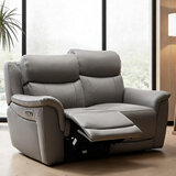Oscar Grey Leather Power Reclining 2 Seater Sofa with Power Headrest