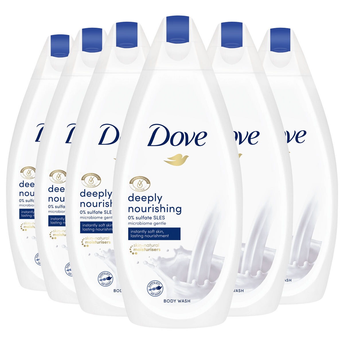 Dove Deeply Nourishing Body Wash, 6 x 450ml