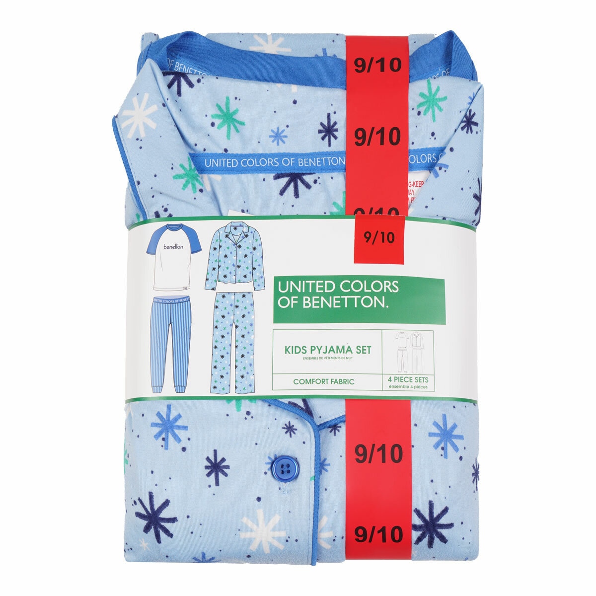 United Colours of Benetton Kids 4 Piece Pyjama Set in Blue