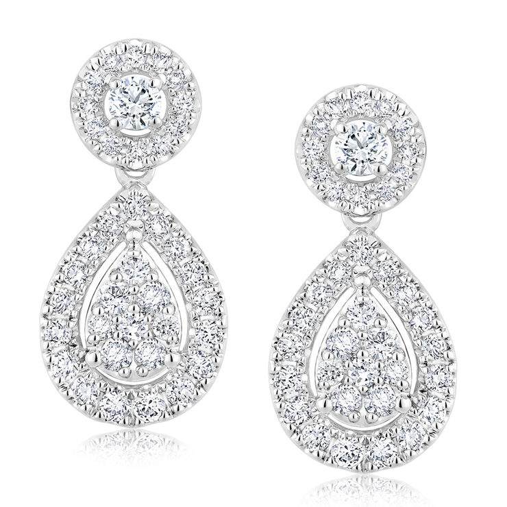 1.00ctw Round Brilliant Cut Diamond Earrings, 18ct White Gold Costco UK