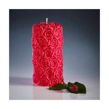 Amelia Amour 18cm Rose Pillar Unscented Candle with Mirror Plate in 3 Colours