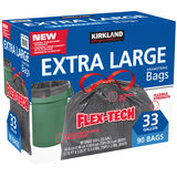 Kirkland Signature 33 Gallon Flex-Tech Bin Bags, 90 Pack