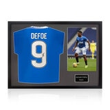 Jermain Defoe Signed Framed Rangers Football Shirt including 1 Photo in 2 Options: White or Black Mount