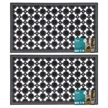 JVL Elipses Circles Rubber Door Mat, 40 x 70 cm - 2 Pack