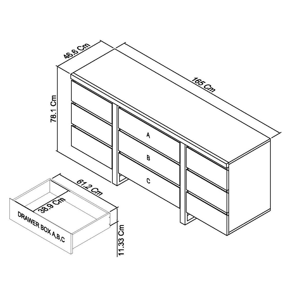 Bentley Designs Tivoli Dark Oak Wide Sideboard Dimensions