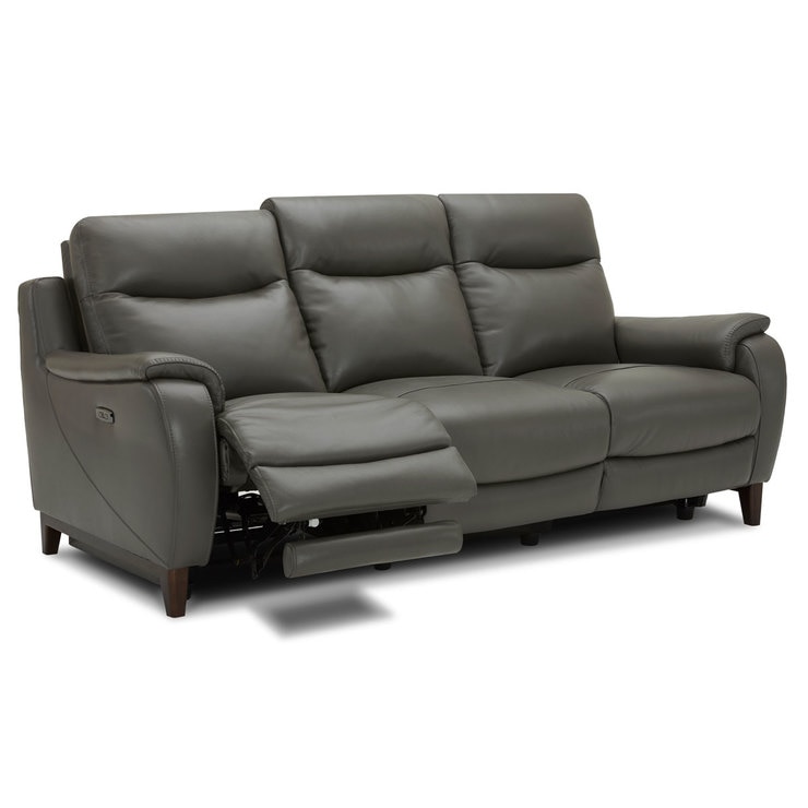 Kuka Barrett 3 Seater Grey Leather Power Reclining Sofa with Power