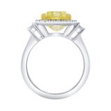 5.68ctw Radiant Cut Fancy Yellow Diamond Halo Ring, Platinum