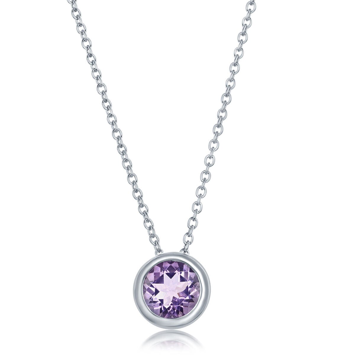 Amethyst Birthstone Pendant, 14ct White Gold