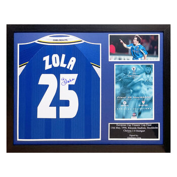Gianfranco Zola Signed Framed Chelsea Shirt